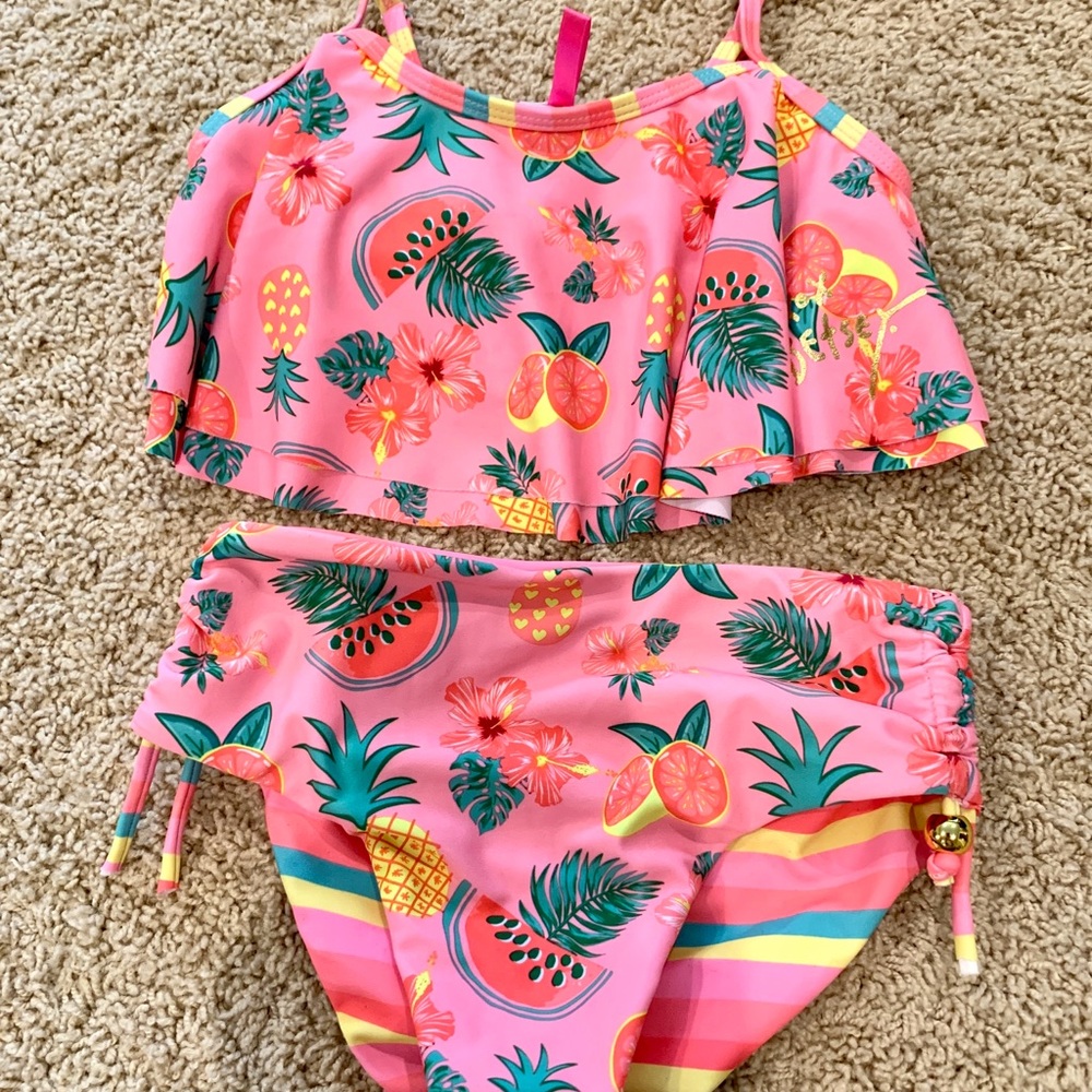 Betsey Johnson Pink and Green Tropical Bikini